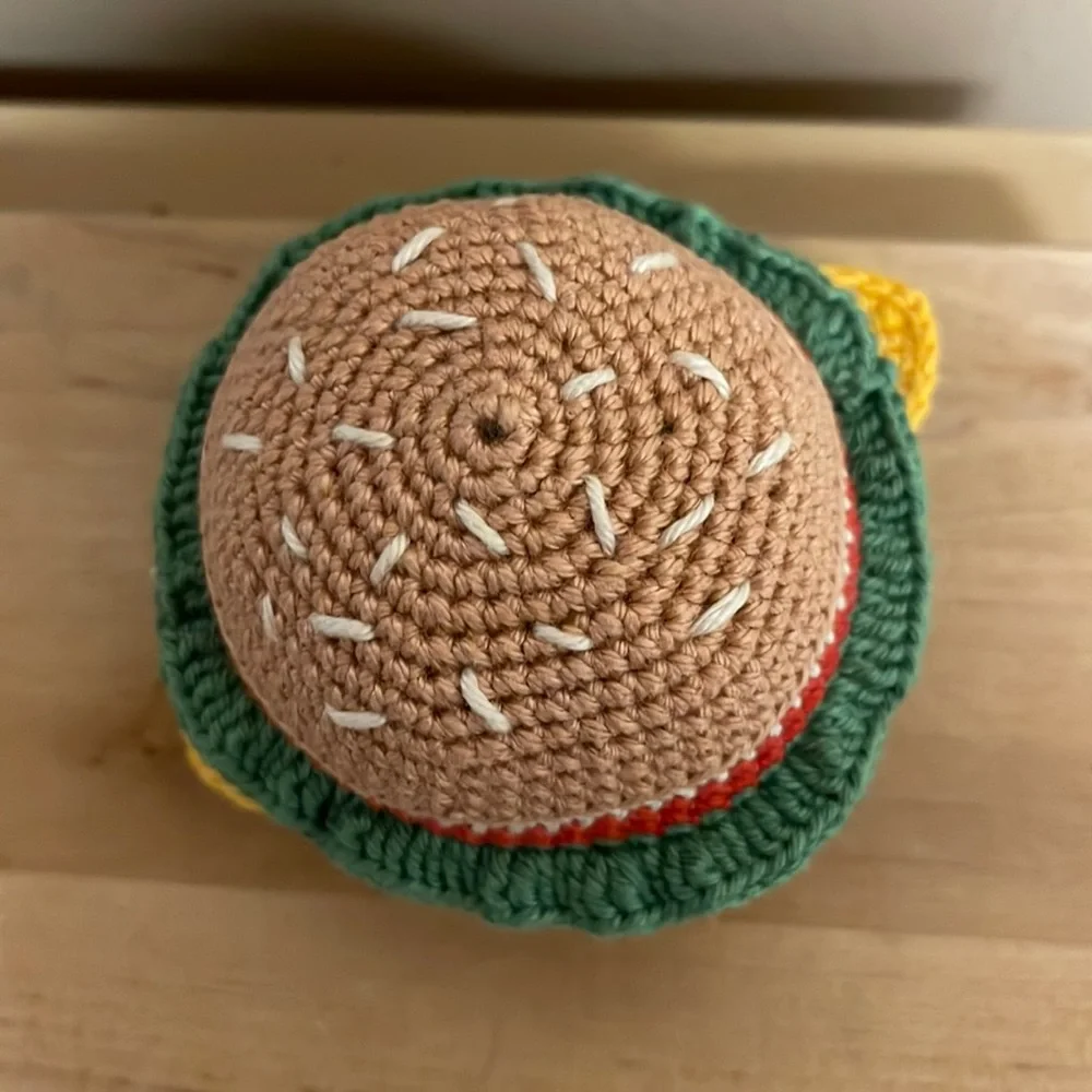 Handcrafted Cheeseburger Figure Toy Decor Amigurui Crochet - Picture 3 of 8